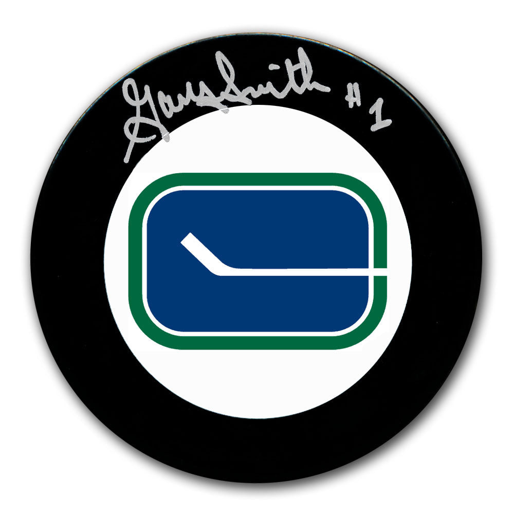 Rondelle autographiée des Canucks de Vancouver par Gary Smith