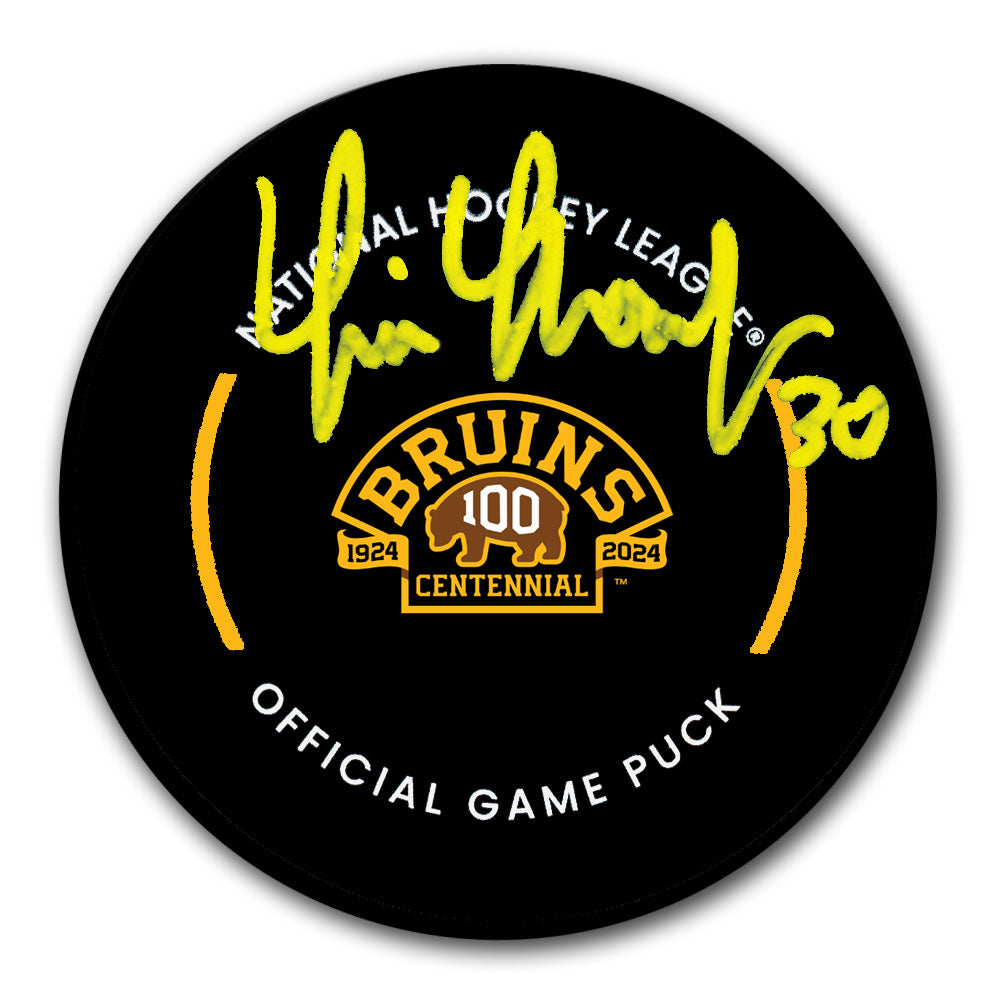 Tim Thomas Boston Bruins 100 Centennial Autographed Official Game Puck