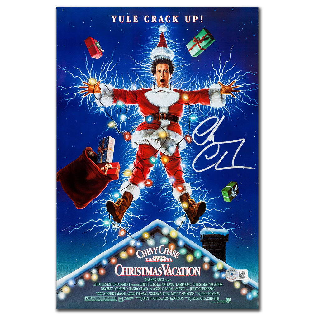 Chevy Chase CHRISTMAS VACATION Signed 11x17 Movie Poster BAS COA