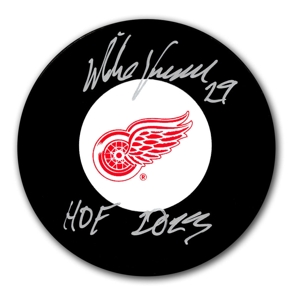 Rondelle autographiée HOF des Red Wings de Detroit de Mike Vernon