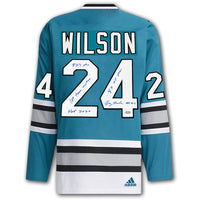 Doug Wilson San Jose Sharks STATS Adidas Autographed Jersey